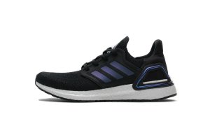 Tênis Adidas UltraBoost 20 - Preto Branco e Azul Metálico - Feminino 