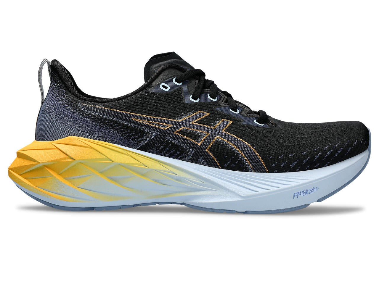 Tênis Asics Novablast 4 - Preto Azul Amarelo - Masculino 