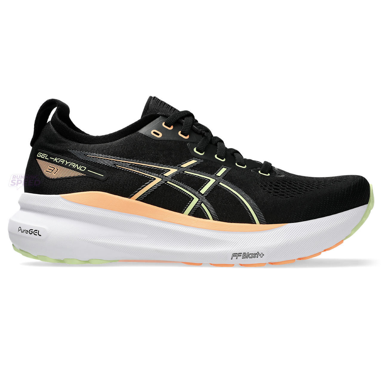 Tênis Asics Gel Kayano 31 - Preto com Branco e Laranja - Masculino 