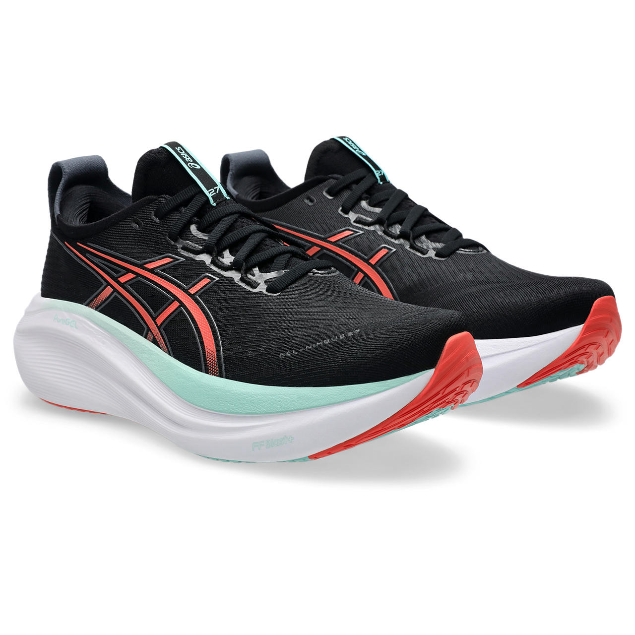 Tênis ASICS GEL Nimbus 27 - Masculino - Preto e Vermelho com Branco